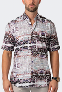 Maceoo galileo glitch red short sleeve shirt men